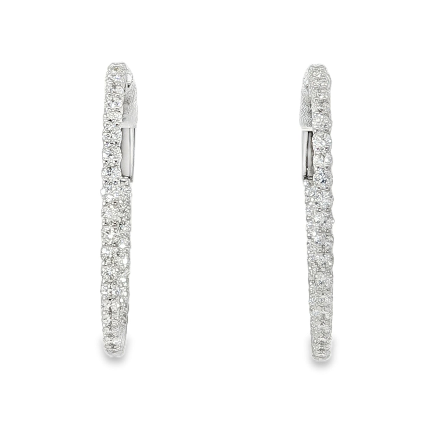 18KW 1.08ct 20mm Diamond Hoop Earrings