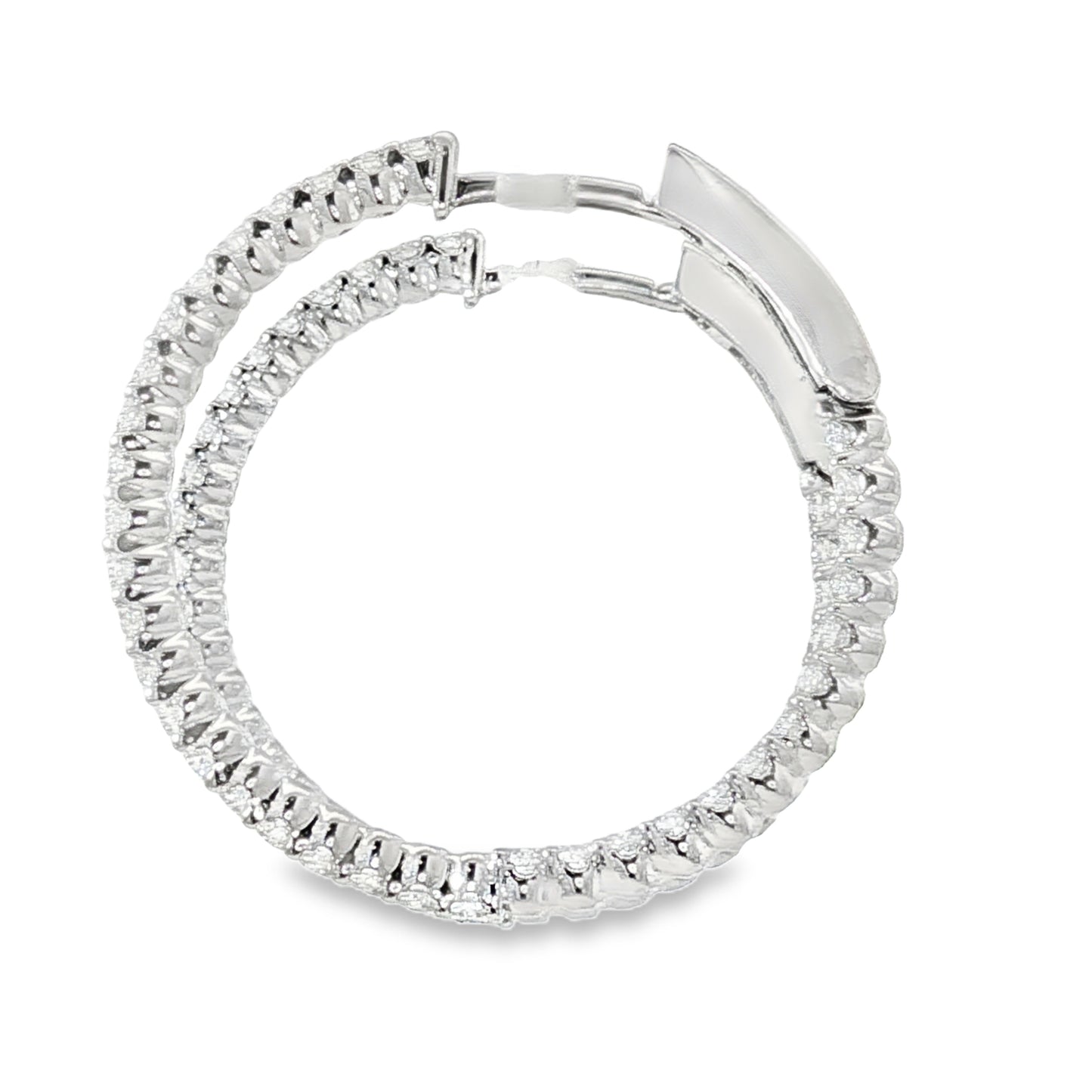 18KW 1.08ct 20mm Diamond Hoop Earrings