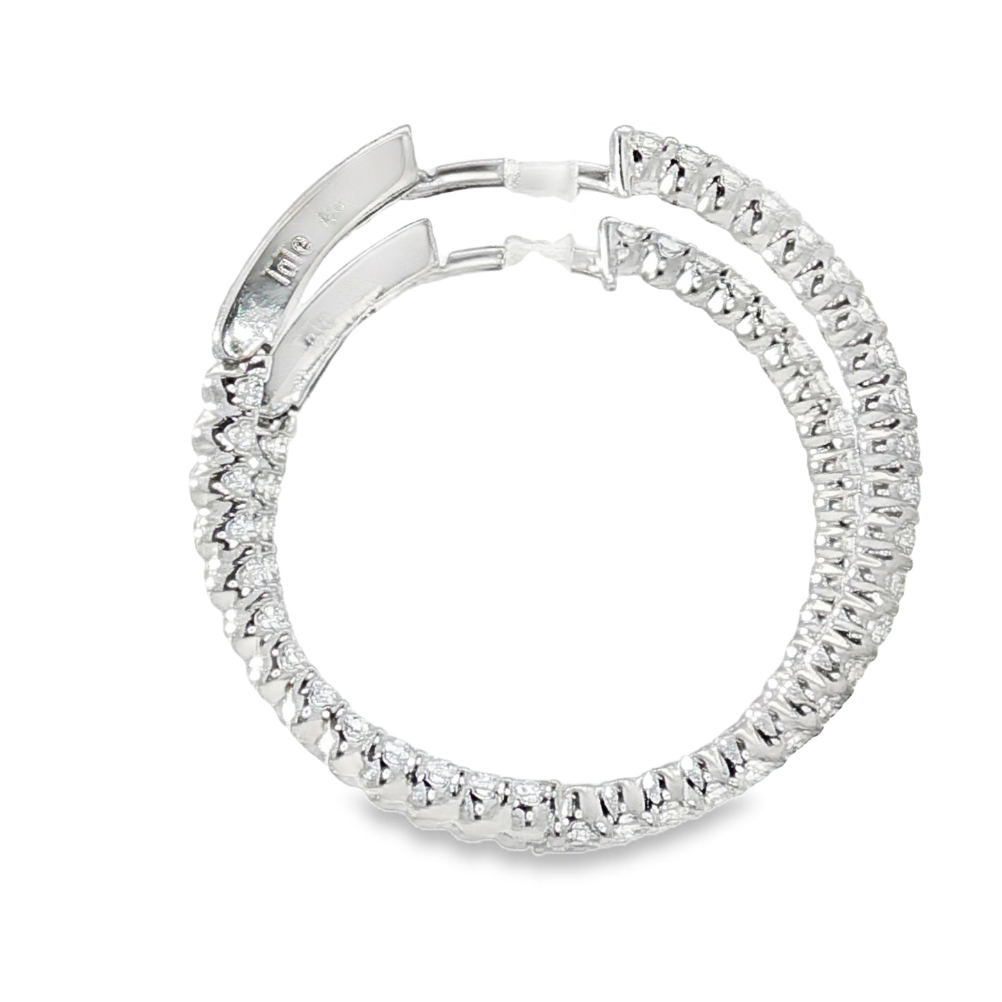 18KW 1.08ct 20mm Diamond Hoop Earrings