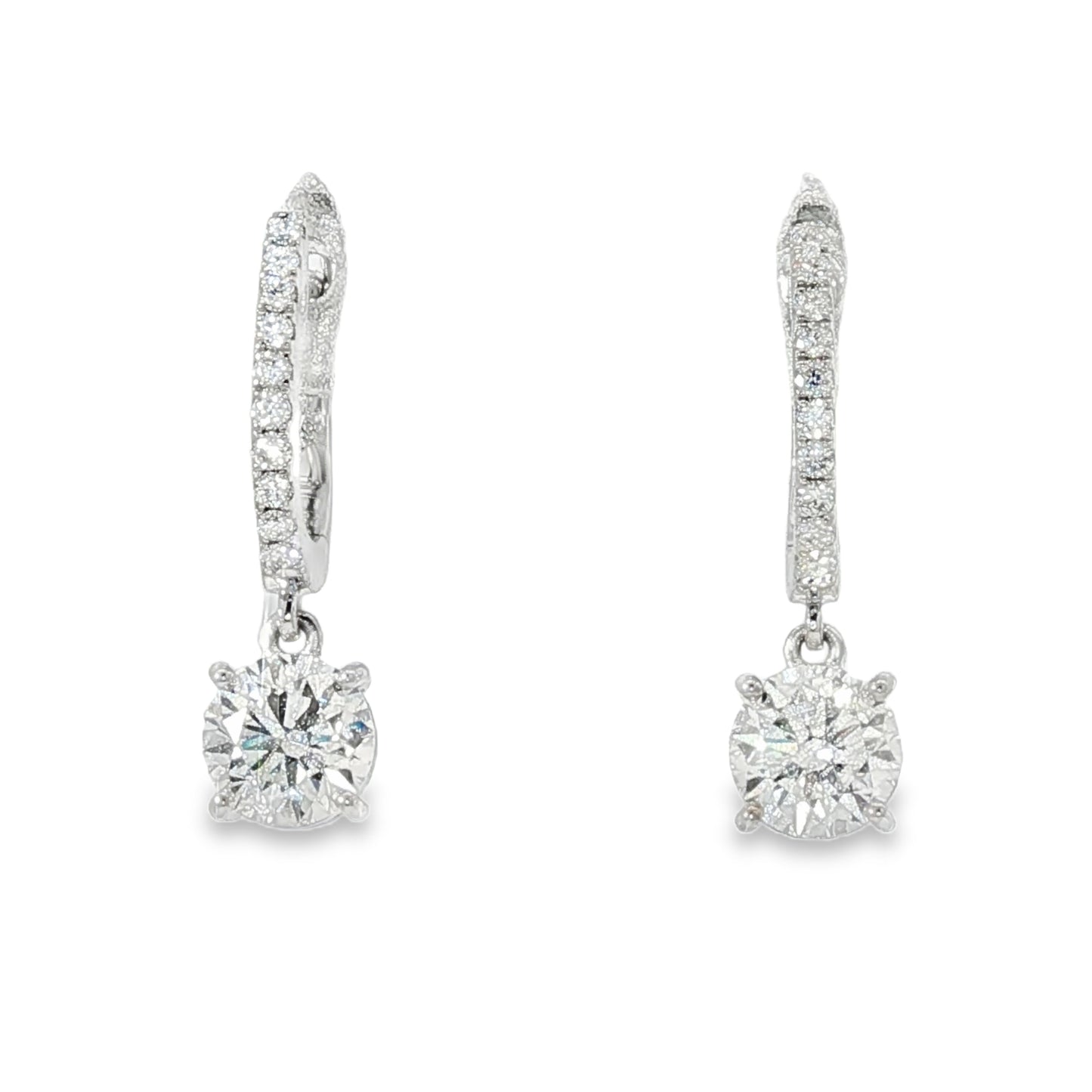 18KW 1.40ctw Diamond Drop Earrings