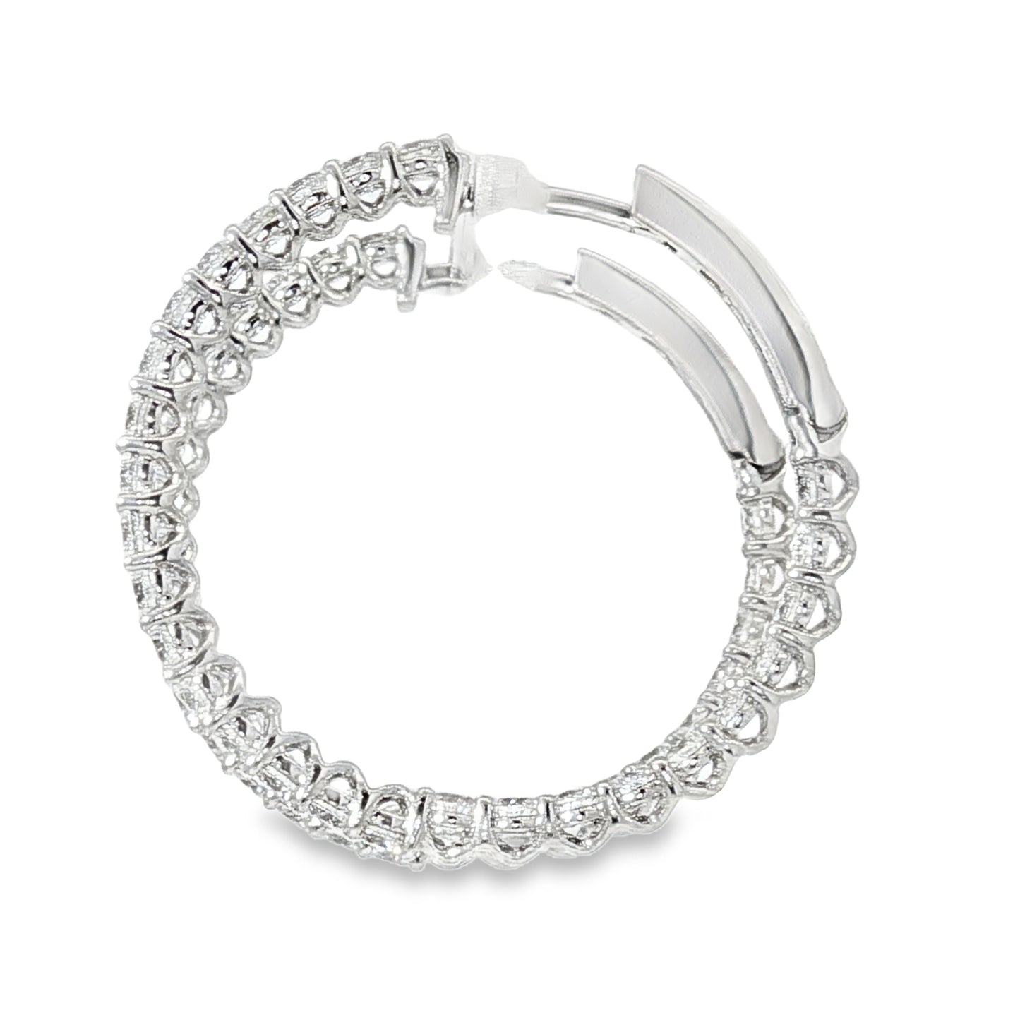 18KW 2ct 20mm Diamond Hoop Earrings