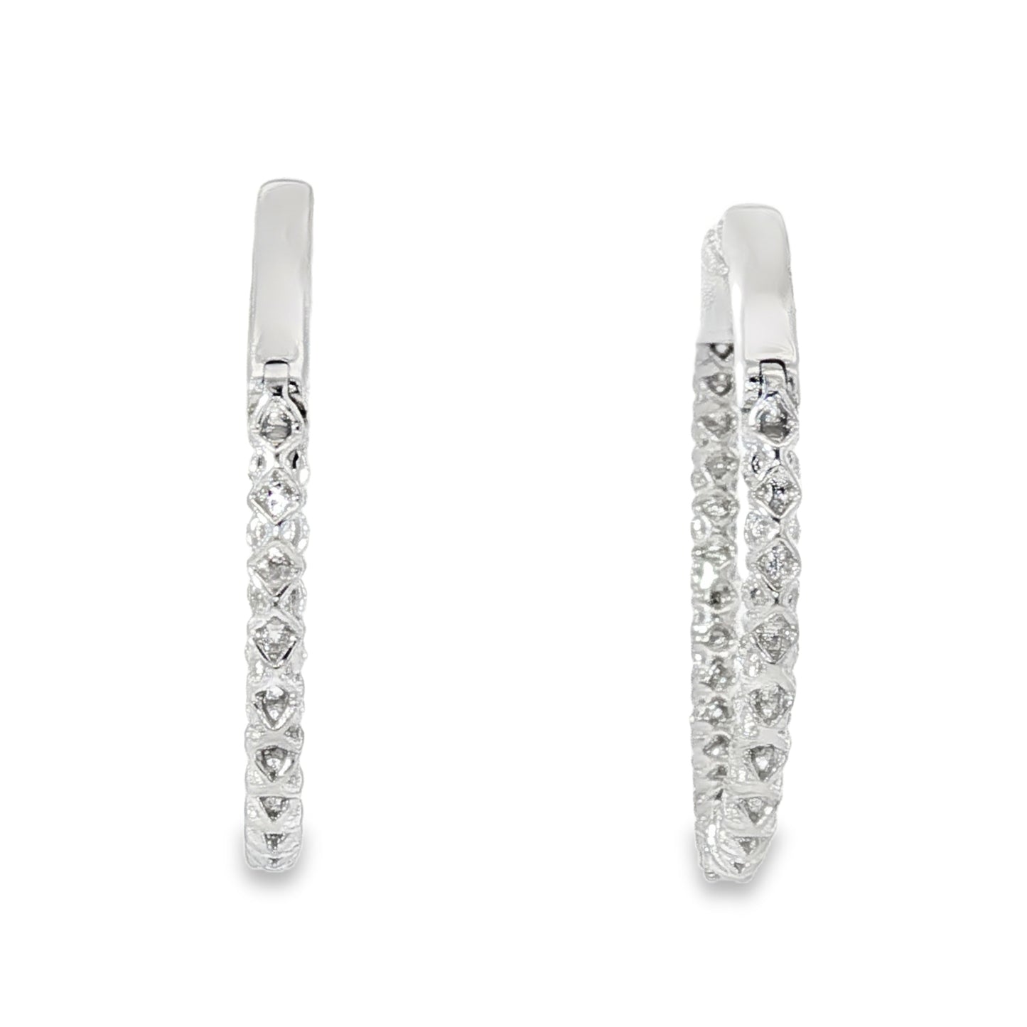 18KW 2ct 20mm Diamond Hoop Earrings