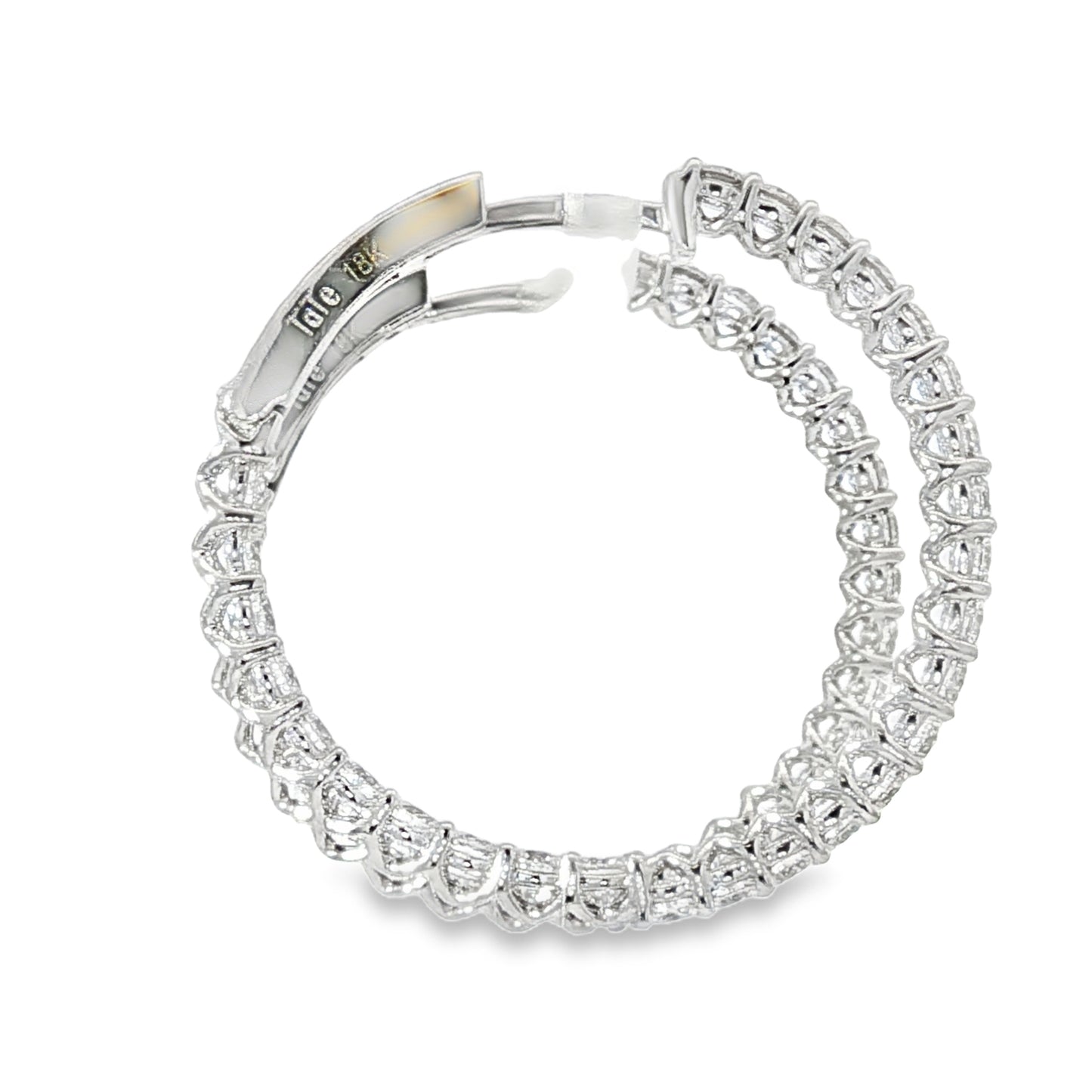 18KW 2ct 20mm Diamond Hoop Earrings