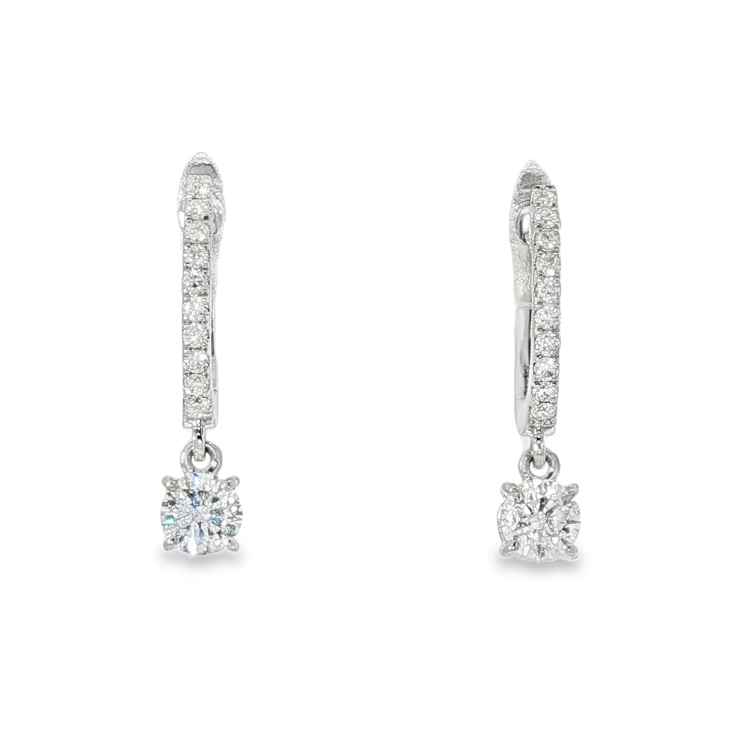 18KW .50ctw Diamond Drop Earrings