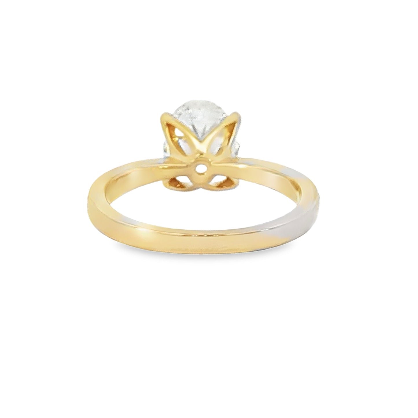 18KY 2.35ct Oval Tapered Pave Solitaire
