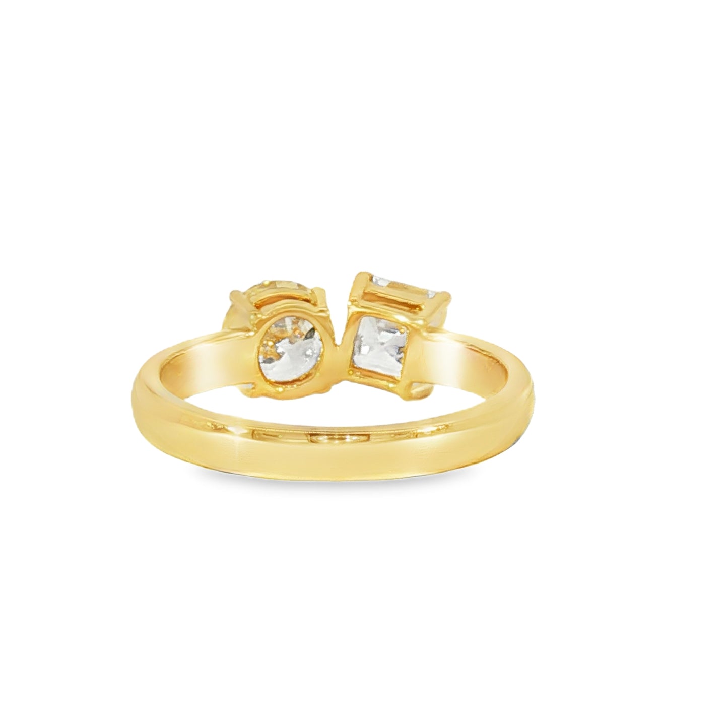 18KY Asscher & Round Toi et Moi Ring