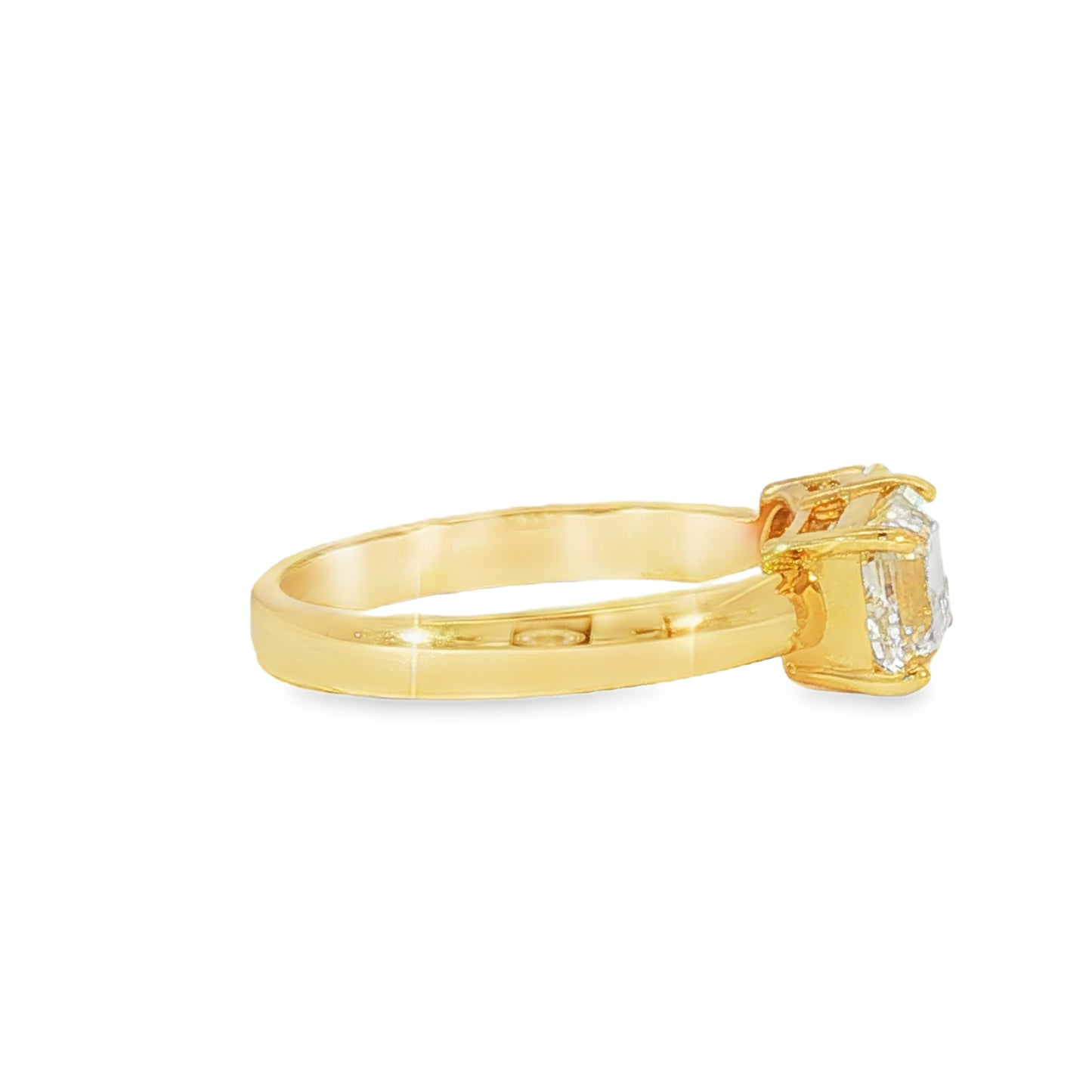 18KY Asscher & Round Toi et Moi Ring