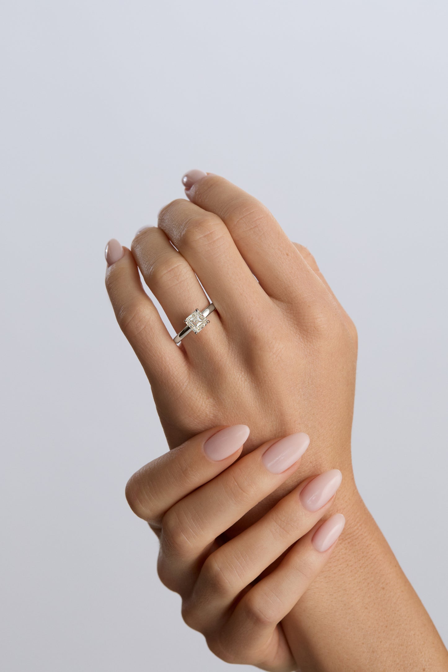 18K White Gold 2.01 ct J/SI2 Sq. Emerald Osheeli Solitaire Ring