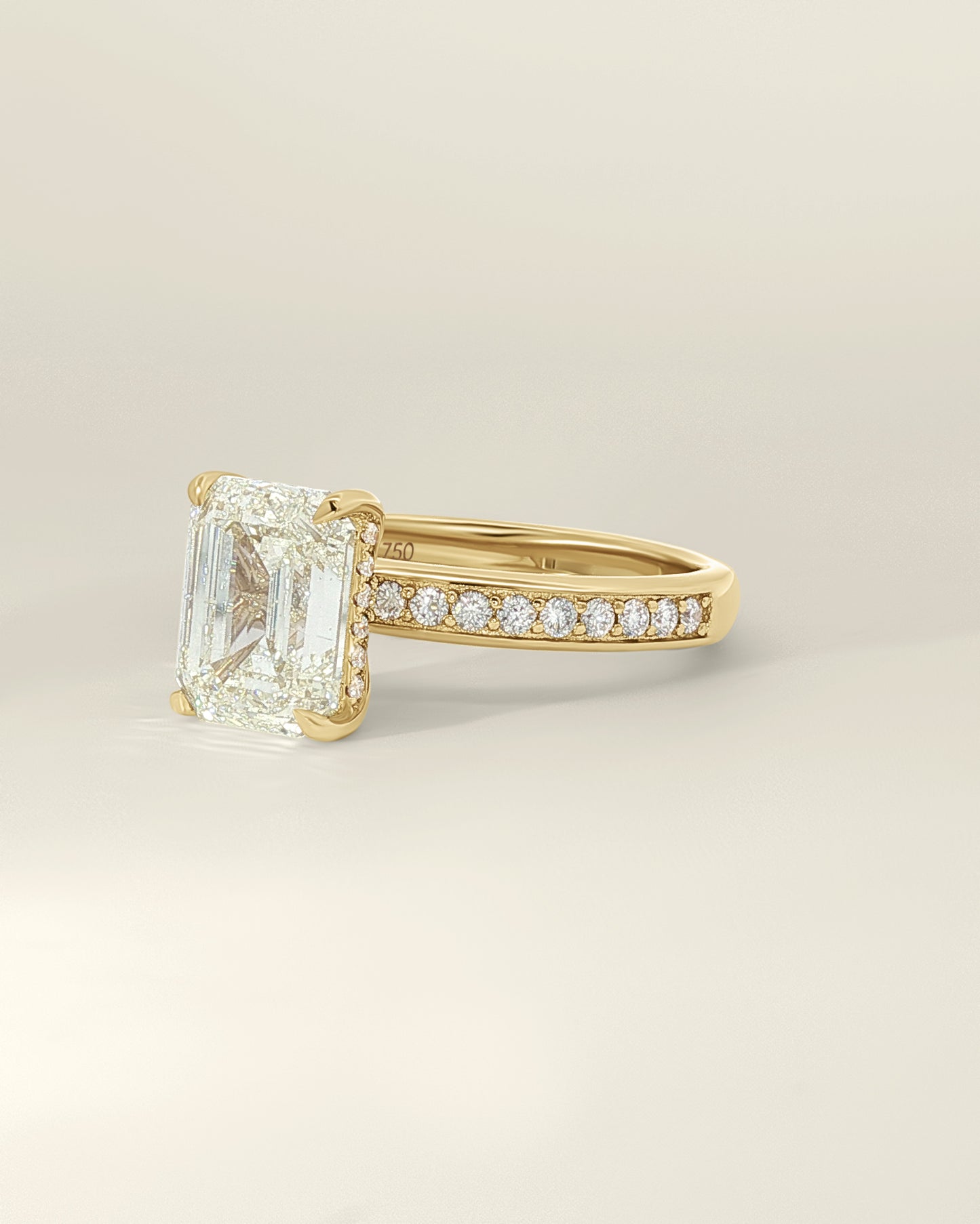 18K Yellow Gold 3.37 ctw Emerald Osino Hidden Halo Solitaire Ring