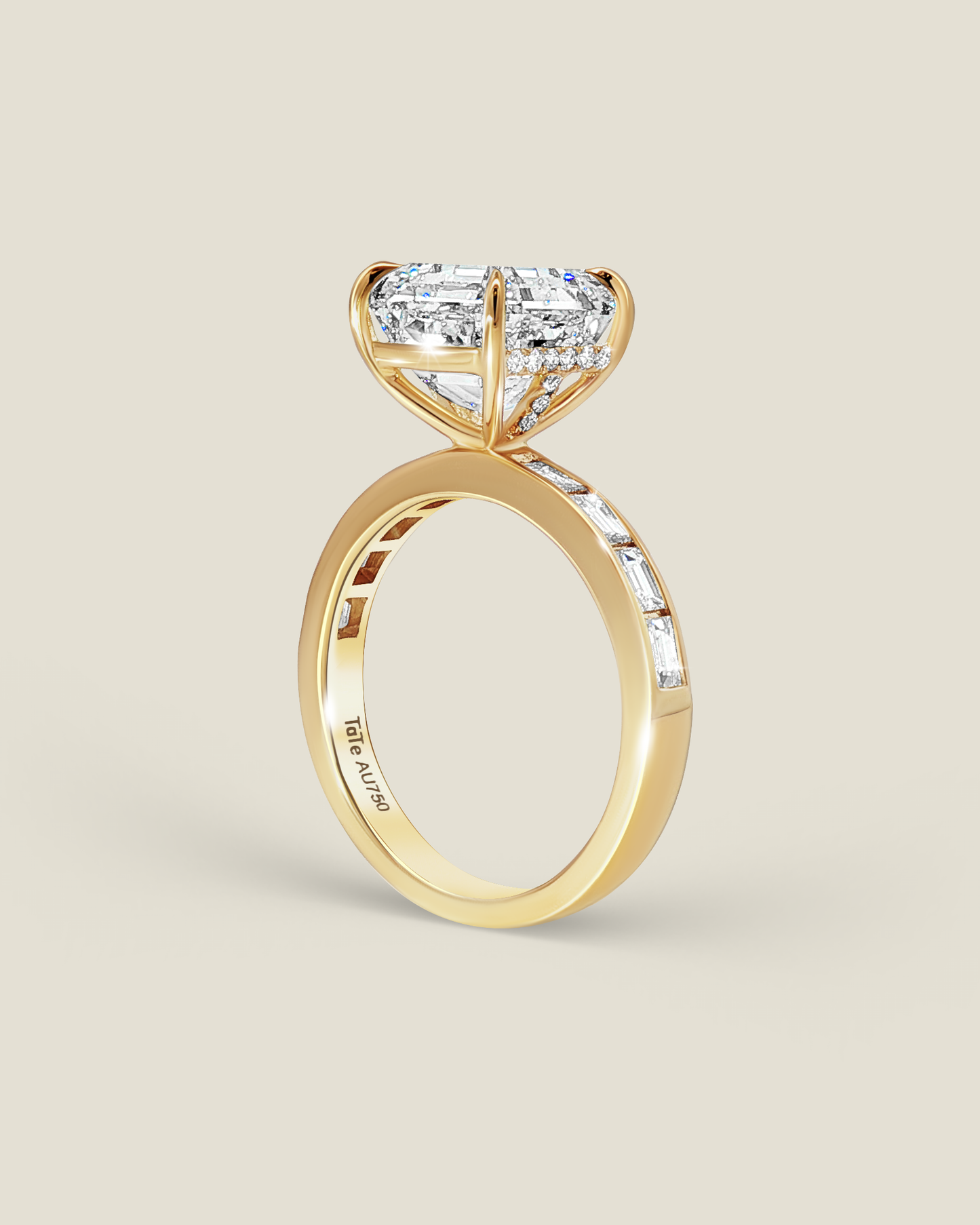 18K Yellow Gold 5.53 ctw Asscher Osino Signature Solitaire Ring