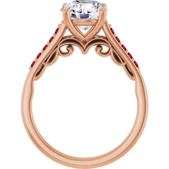 Crimson Pave Engagement Ring (Round Shape)
