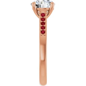 Crimson Pave Engagement Ring (Round Shape)