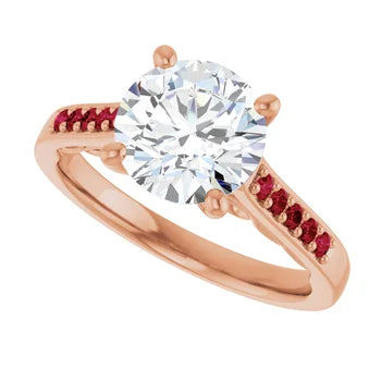 Crimson Pave Engagement Ring (Round Shape)