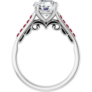 Crimson Pave Engagement Ring (Round Shape)