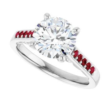 Crimson Pave Engagement Ring (Round Shape)