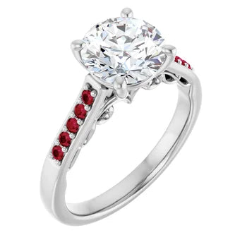 Crimson Pave Engagement Ring (Round Shape)