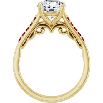 Crimson Pave Engagement Ring (Round Shape)