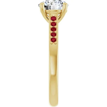 Crimson Pave Engagement Ring (Round Shape)