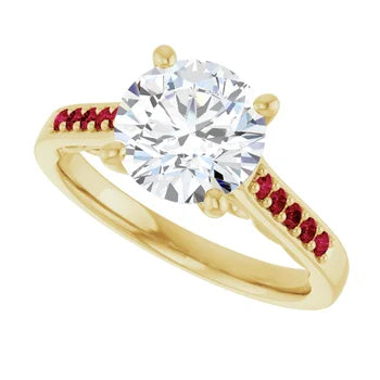 Crimson Pave Engagement Ring (Round Shape)