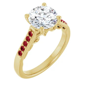 Crimson Pave Engagement Ring (Round Shape)