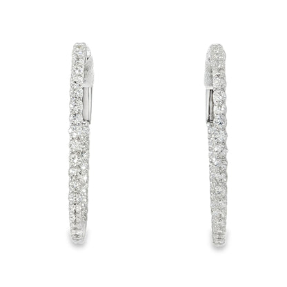 18KW 1.08ct 20mm Diamond Hoop Earrings