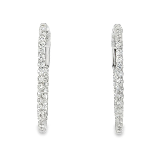 18KW 1.08ct 20mm Diamond Hoop Earrings