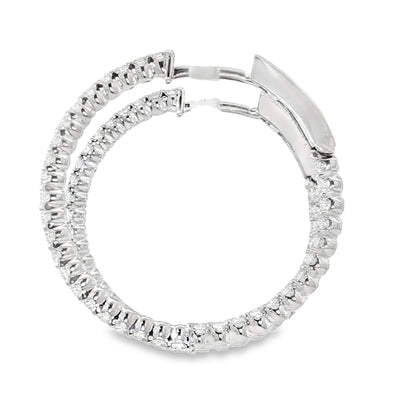 18KW 1.08ct 20mm Diamond Hoop Earrings