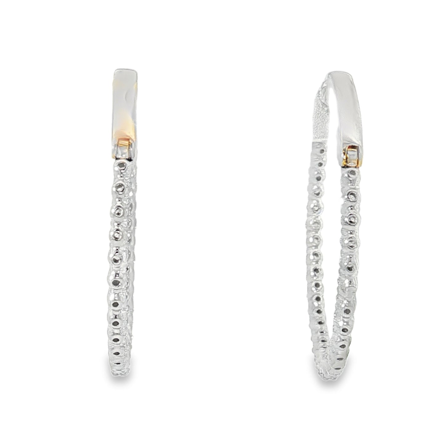 18KW 1.08ct 20mm Diamond Hoop Earrings