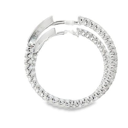 18KW 1.08ct 20mm Diamond Hoop Earrings