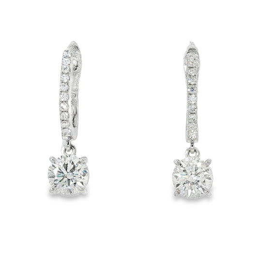 18KW 1.40ctw Diamond Drop Earrings