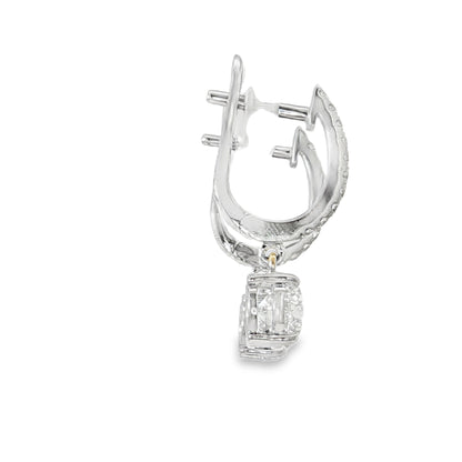 18KW 1.40ctw Diamond Drop Earrings