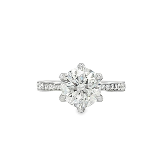 18KW 2.25ct Round Tapered Pave Solitaire