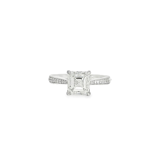 18KW 2.54ct Asscher Tapered Pave Solitaire