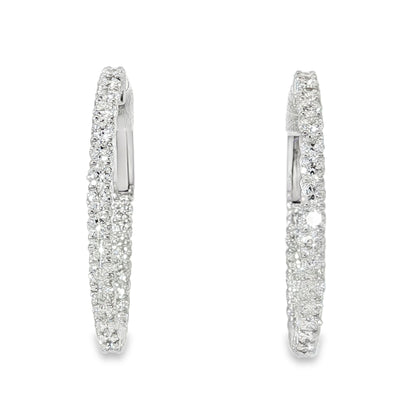 18KW 2ct 20mm Diamond Hoop Earrings