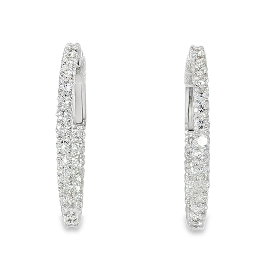 18KW 2ct 20mm Diamond Hoop Earrings