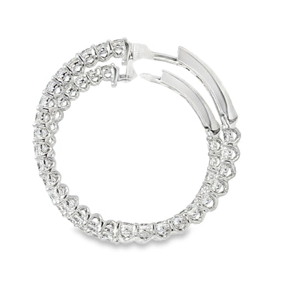 18KW 2ct 20mm Diamond Hoop Earrings