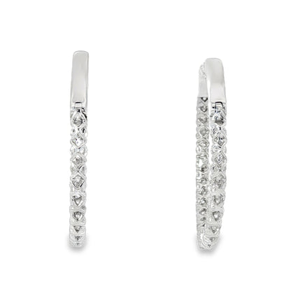 18KW 2ct 20mm Diamond Hoop Earrings