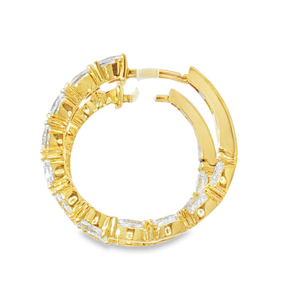 18KY Oval Diamond Hoop Earrings