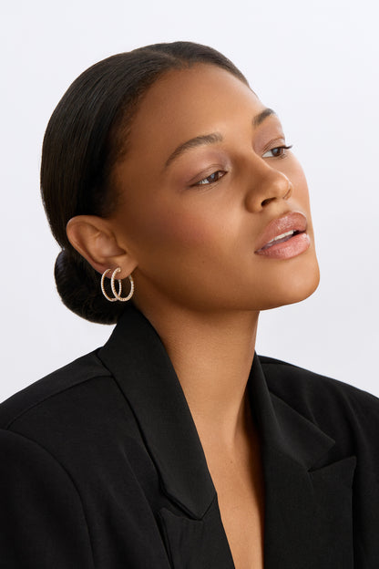 18K Gold 1.05 ct Round Diamond Hoop Earrings