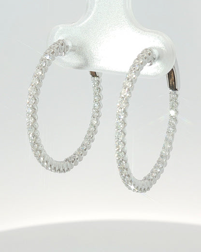 18K Gold 1.05 ct Round Diamond Hoop Earrings