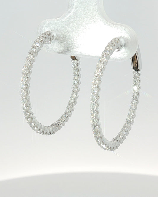 18K Gold 1.05 ct Round Diamond Hoop Earrings