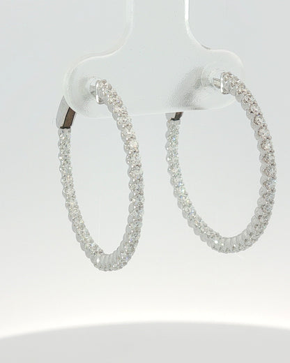 18K Gold 1.05 ct Round Diamond Hoop Earrings