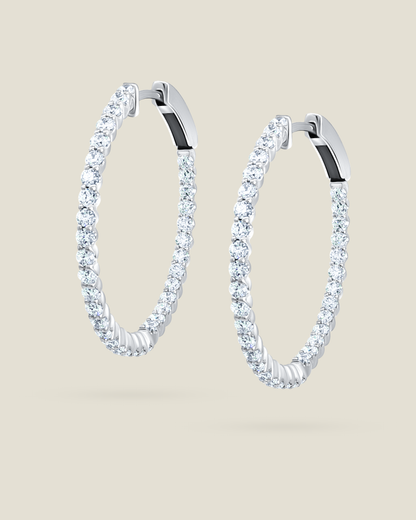 18K Gold 1.05 ct Round Diamond Hoop Earrings