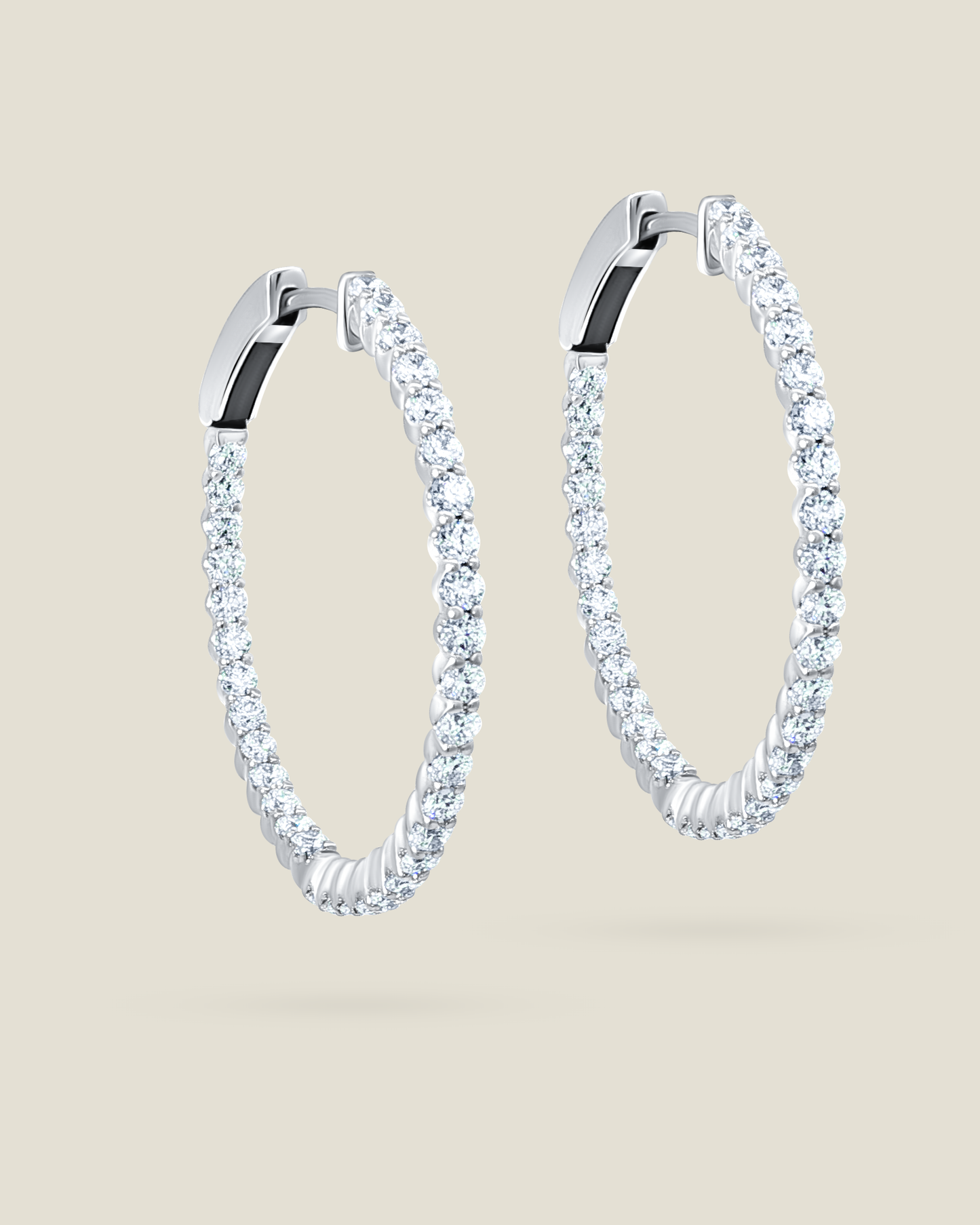 18K Gold 1.05 ct Round Diamond Hoop Earrings