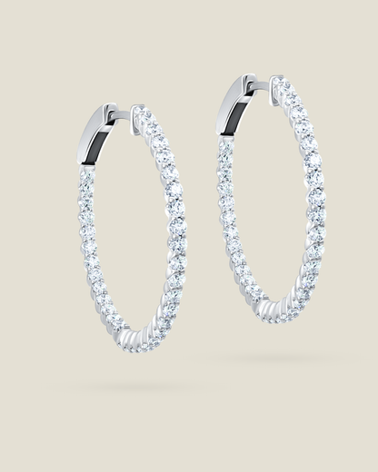 18K Gold 1.05 ct Round Diamond Hoop Earrings