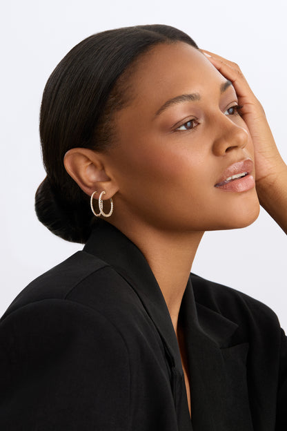 18K Gold 1.62 ct Round Diamond Hoop Earrings