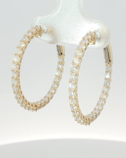 18K Gold 1.62 ct Round Diamond Hoop Earrings
