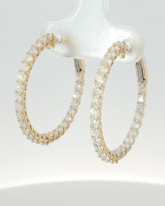 18K Gold 1.62 ct Round Diamond Hoop Earrings