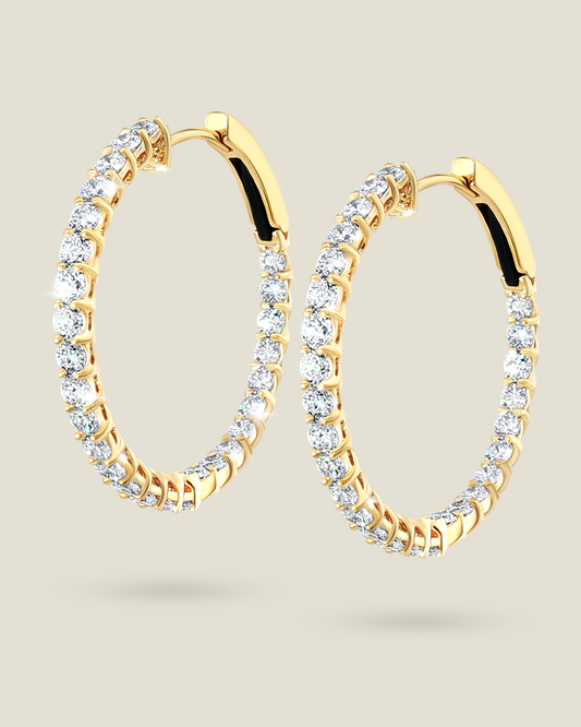 18K Gold 1.62 ct Round Diamond Hoop Earrings