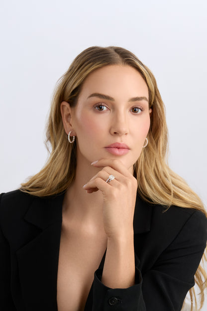 18K Gold 2.42 ct Oval Diamond In & Out Hoops